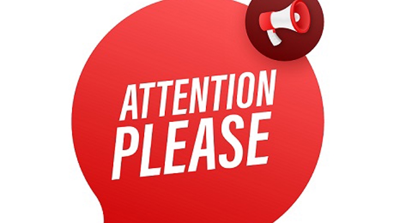 Attention skilt