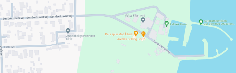 Udsnit af Google kort over Ålbæk Havn